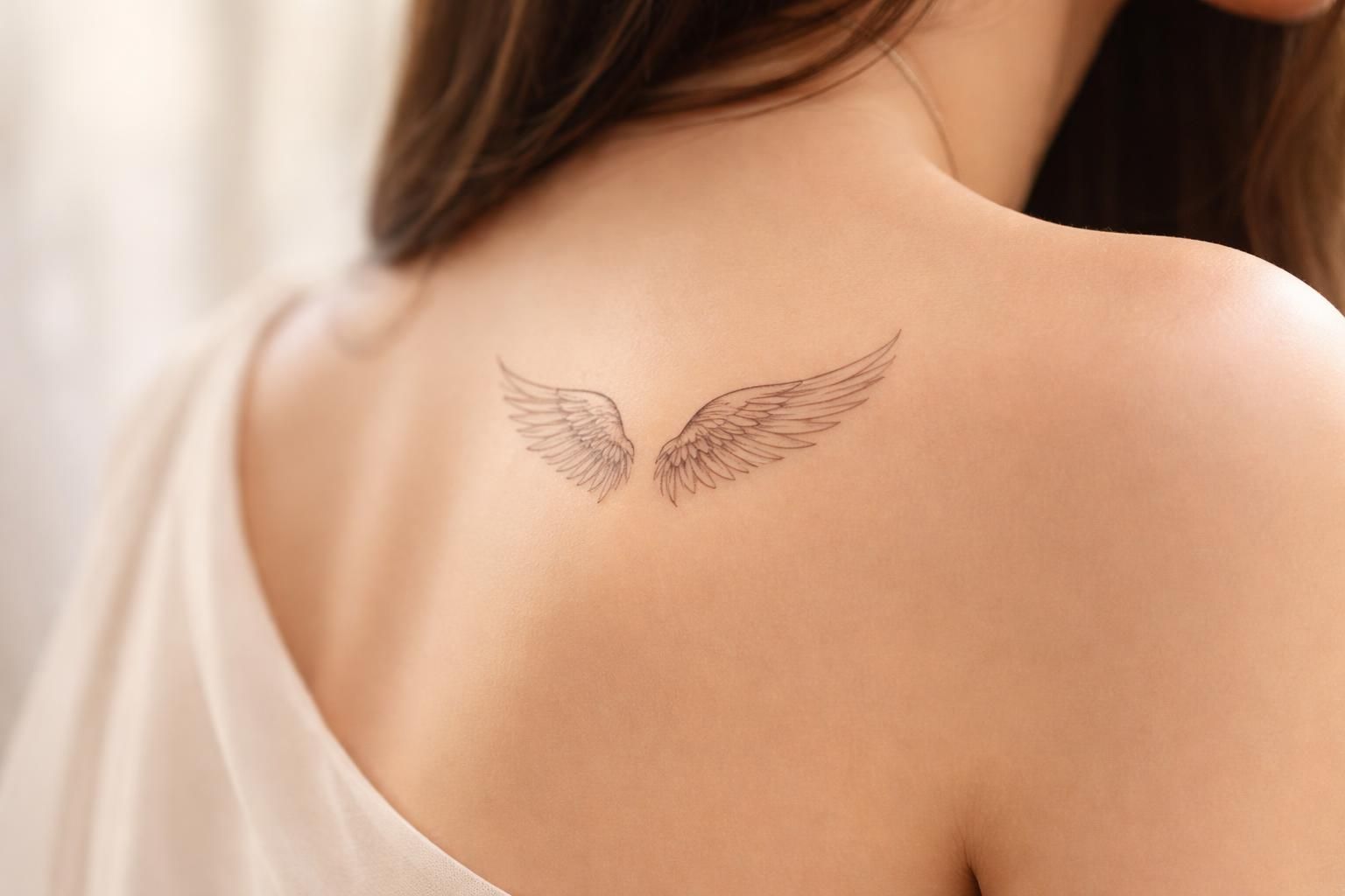 explorez le tatouage aile d'ange discret, symbole d'élégance et de finesse, parfait pour ceux qui cherchent un design subtil et chargé de signification.