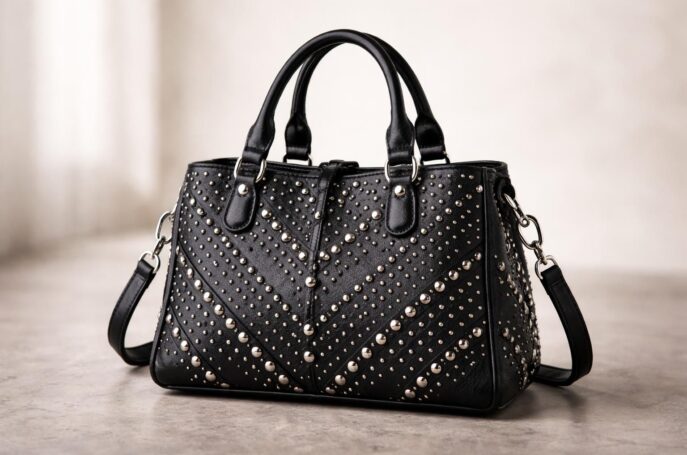 découvrez le sac à main noir clouté, l'accessoire chic et tendance qui apporte une touche d'originalité affirmée à votre style.