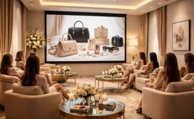 découvrez notre salle vip équipée d'un écran de projection pour présenter la collection en toute exclusivité à vos clientes.